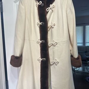 Elegant Cream Coat with Brown Accents